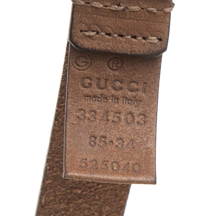 Pre Owned Gucci Brown Suede Buckle Belt 85CM