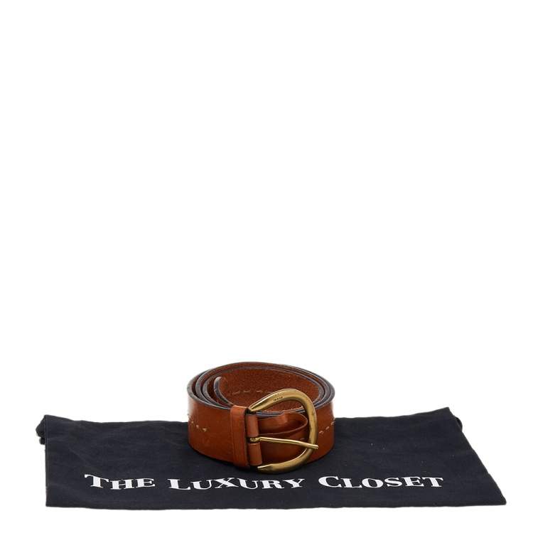 Pre Owned Gucci Tan Leather Buckle Belt 95CM