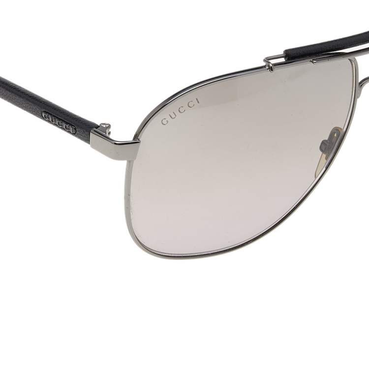 Pre Owned Gucci Gunmetal Tone/ Grey Gradient GG 2215-S Navigator Sunglasses