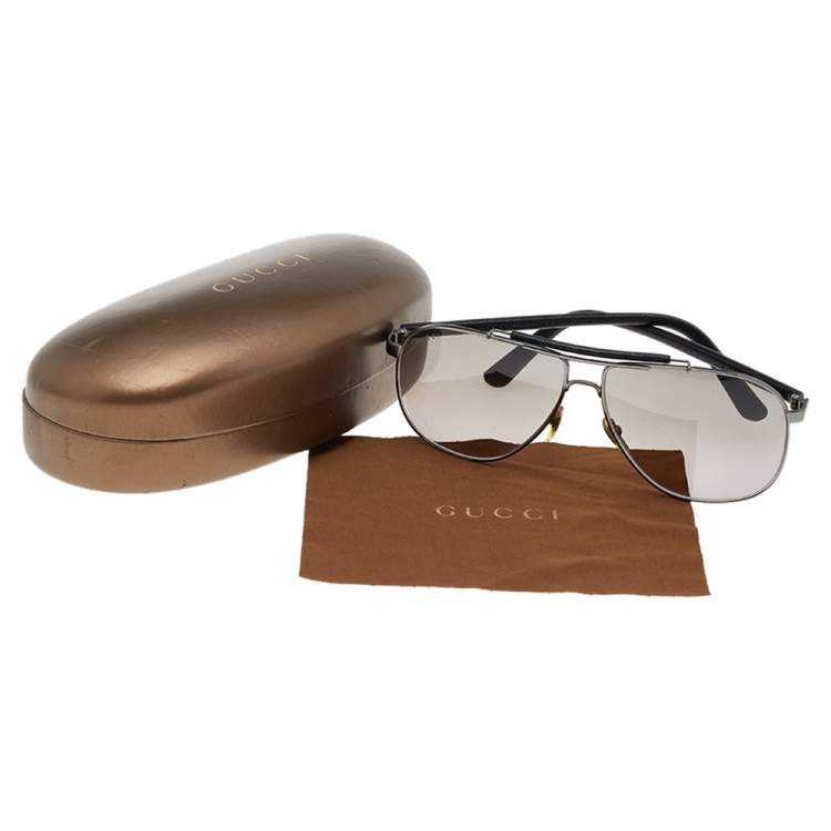 Pre Owned Gucci Gunmetal Tone/ Grey Gradient GG 2215-S Navigator Sunglasses
