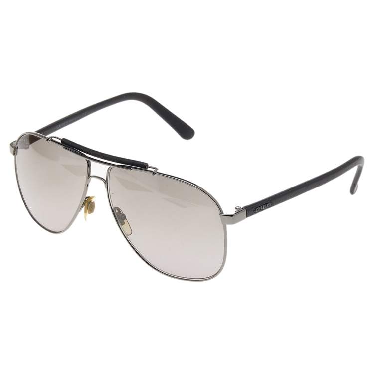 Pre Owned Gucci Gunmetal Tone/ Grey Gradient GG 2215-S Navigator Sunglasses