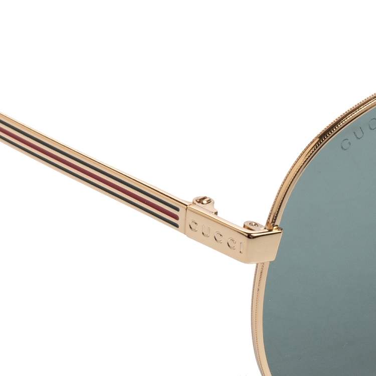 Pre Owned Gucci Green Acetate GG0138S Aviator Sunglasses
