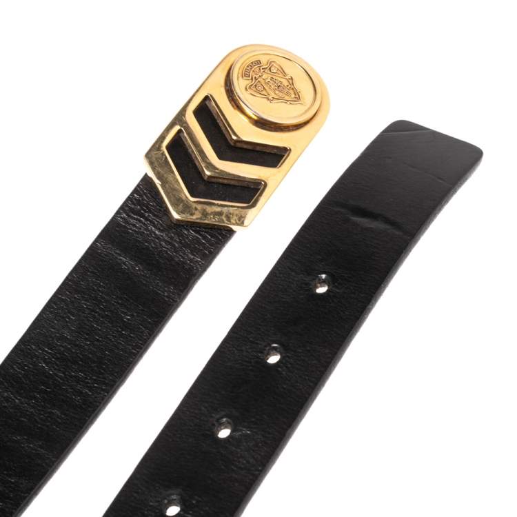 Pre Owned Gucci Black Leather Hysteria Crest Belt 90 CM