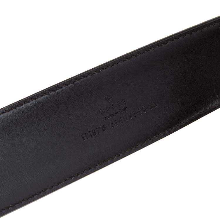 Pre Owned Gucci Brown/Beige GG Canvas And Leather Interlocking G Buckle Belt 95 CM