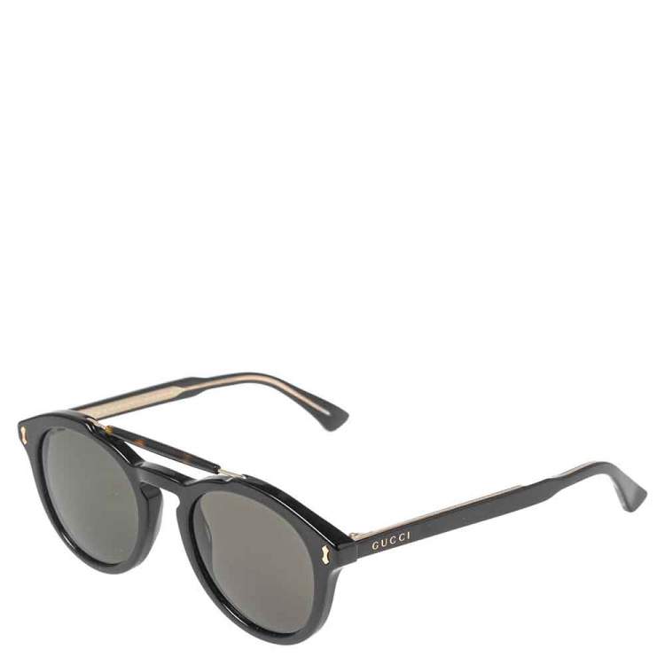 Pre Owned Gucci Black GG0124s Round Sunglasses
