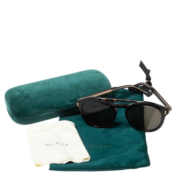 Pre Owned Gucci Black GG0124s Round Sunglasses