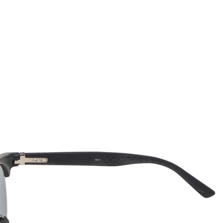 Pre Owned Gucci Black/Grey Mirrored GG 1069/S Aviator Sunglasses