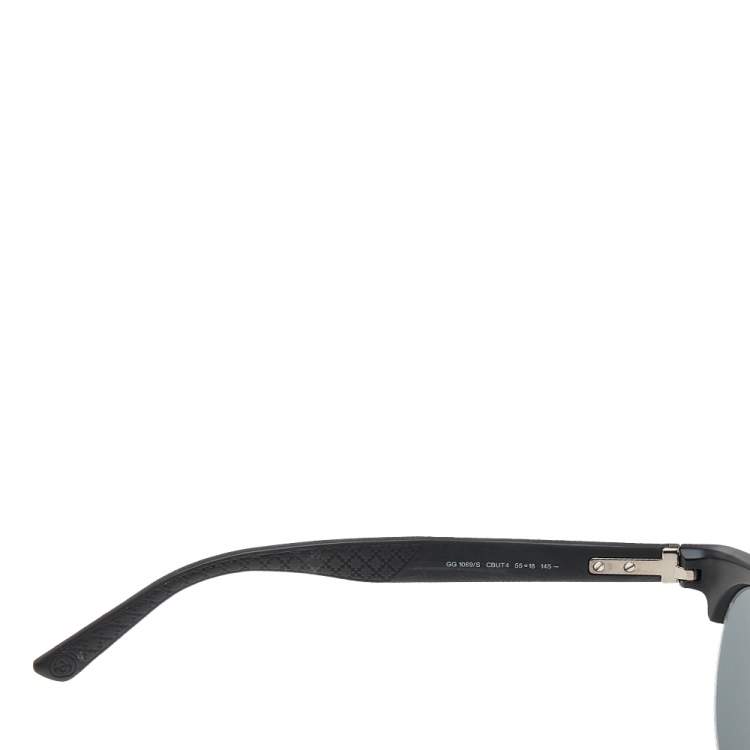 Pre Owned Gucci Black/Grey Mirrored GG 1069/S Aviator Sunglasses