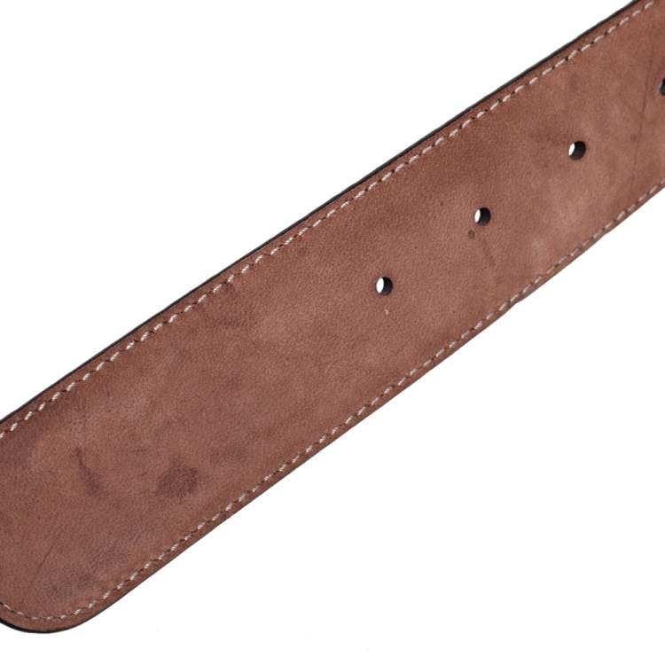 Pre Owned Gucci Dark Brown Guccissima Leather Interlocking G Buckle Belt 95CM