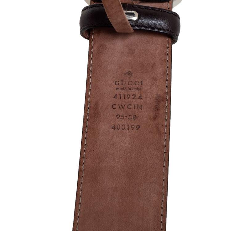 Pre Owned Gucci Dark Brown Guccissima Leather Interlocking G Buckle Belt 95CM