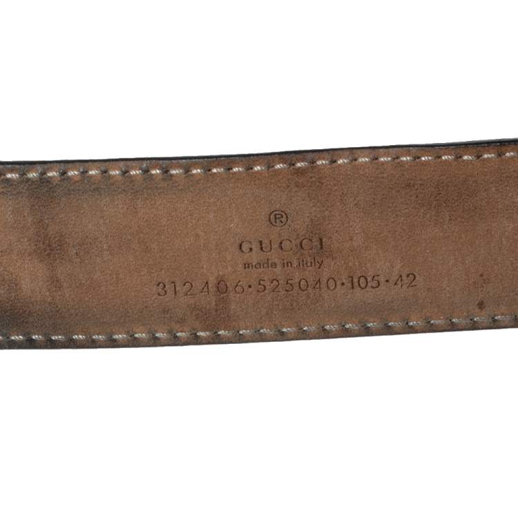 مملوكة مسبقًا Gucci Dark Brown Textured Leather Buckle Belt 105CM