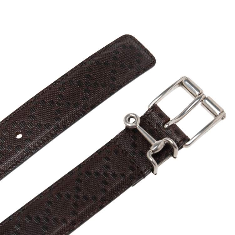 مملوكة مسبقًا Gucci Brown Leather Buckle Belt 105CM