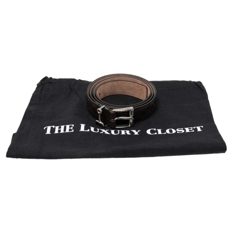 مملوكة مسبقًا Gucci Brown Leather Buckle Belt 105CM