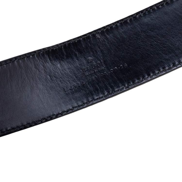 Pre Owned Gucci Green/Red Web Fabric and Leather Interlocking GG Buckle Belt 90 CM