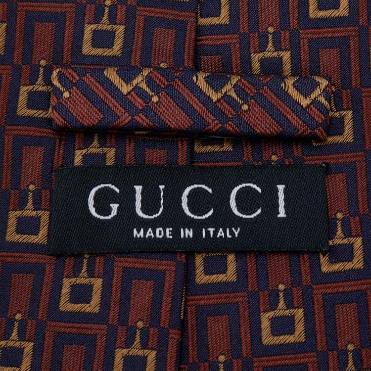 مملوكة مسبقًا Gucci Multicolor Patterned Silk Jacquard Tie