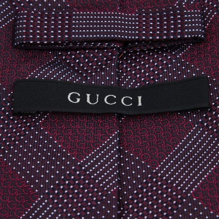 مملوكة مسبقًا Gucci Purple Diagonal Patterned Jacquard Silk Tie