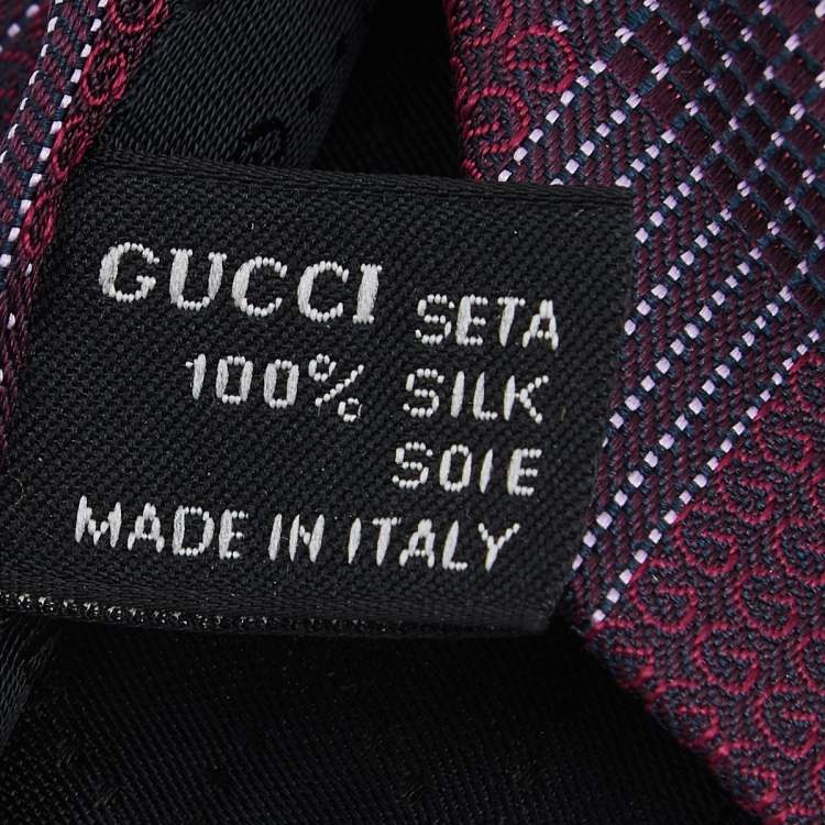 مملوكة مسبقًا Gucci Purple Diagonal Patterned Jacquard Silk Tie