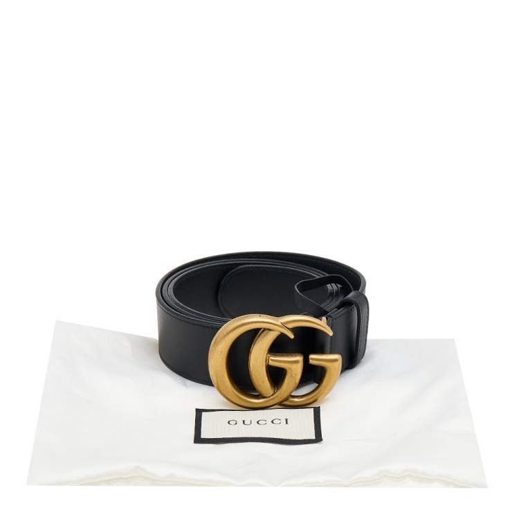 Pre Owned Gucci Black Leather GG Marmont Belt 100 CM
