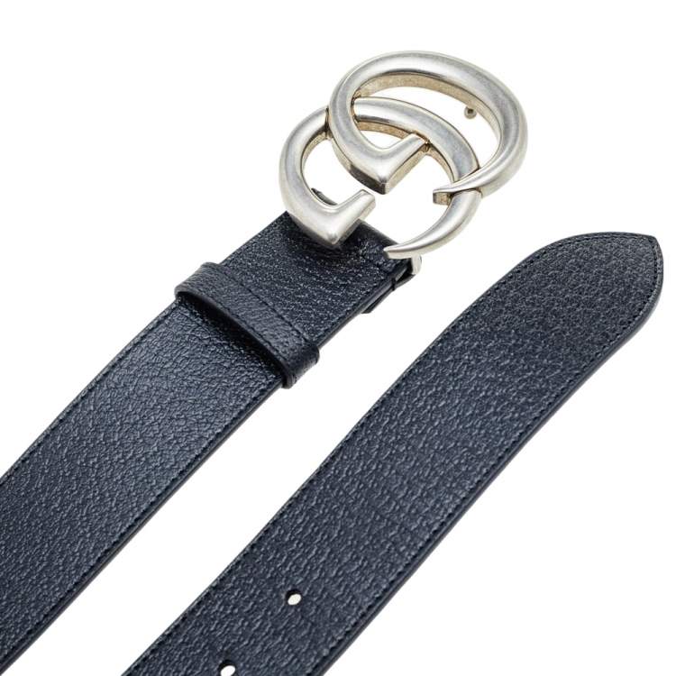 Pre Owned Gucci Black Leather GG Marmont Belt 95 CM