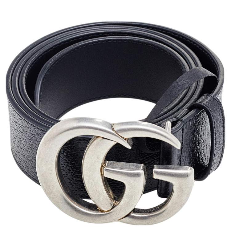 Pre Owned Gucci Black Leather GG Marmont Belt 95 CM