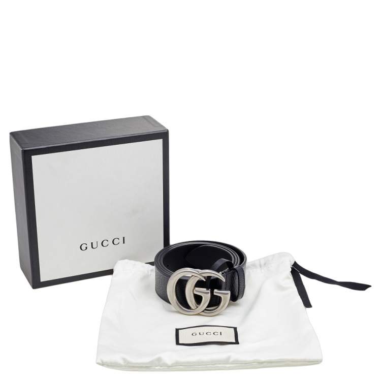 Pre Owned Gucci Black Leather GG Marmont Belt 95 CM