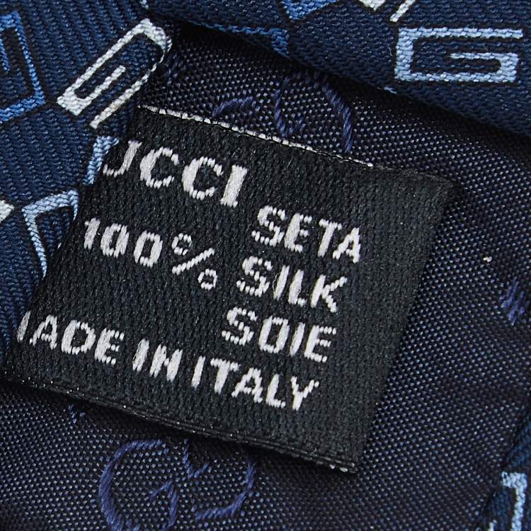 Pre Owned Gucci Vintage Blue GG Print Silk Tie