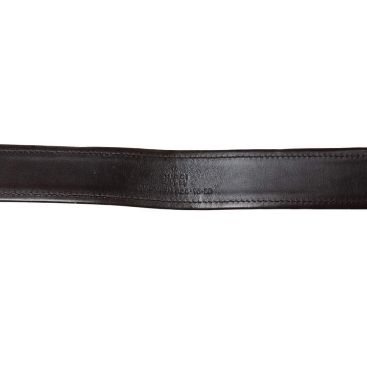 Pre Owned Gucci Brown Leather G Buckle Belt 95CM