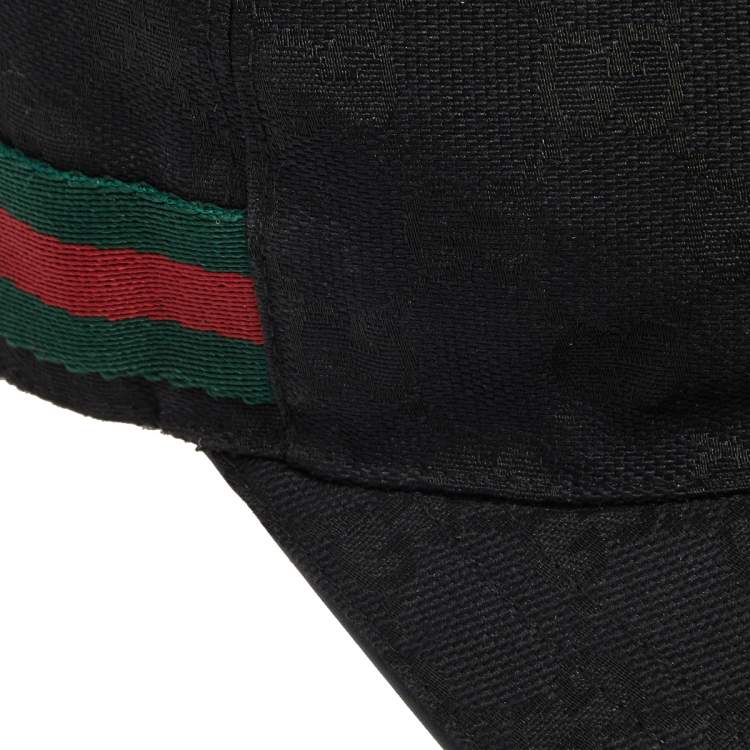Pre Owned Gucci Black GG Canvas Web Trim Baseball Cap XL