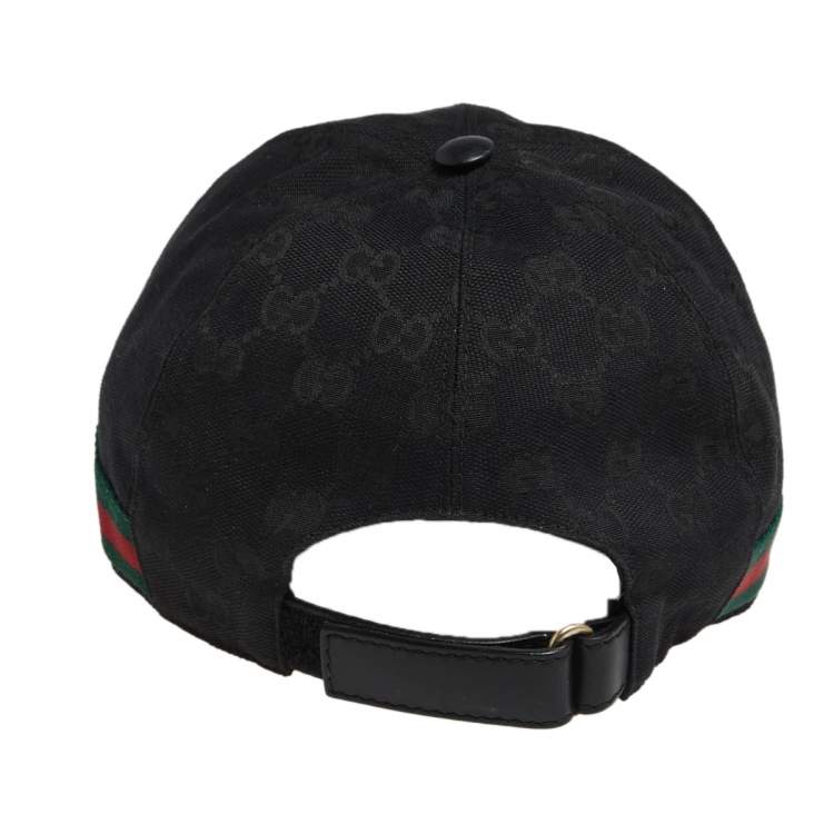 Pre Owned Gucci Black GG Canvas Web Trim Baseball Cap XL