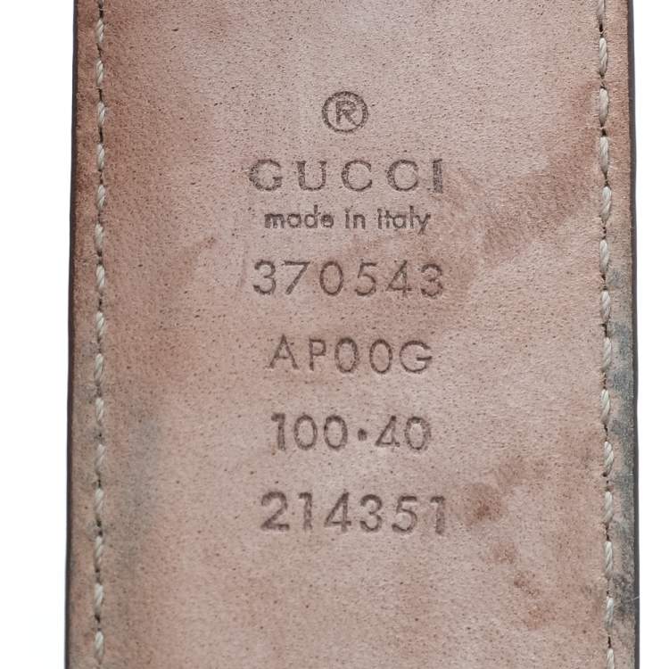 Pre Owned Gucci Beige Leather Interlocking G Buckle Belt 100CM