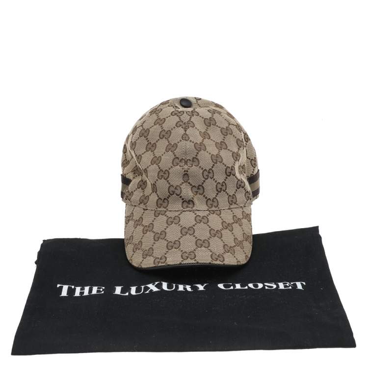 Pre Owned Gucci Beige Monogram Web Baseball Cap L