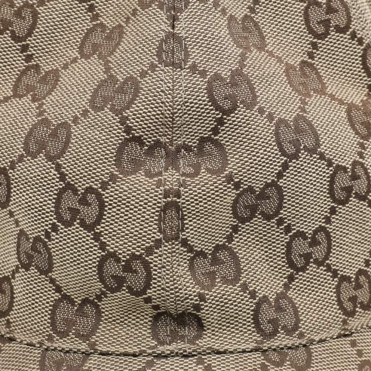 Pre Owned Gucci Beige Monogram Web Baseball Cap L