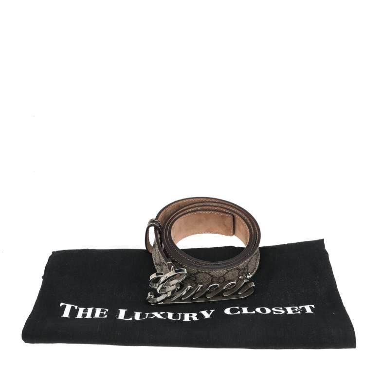مملوكة مسبقًا Gucci Beige/Brown GG Supreme Canvas Belt 100 CM