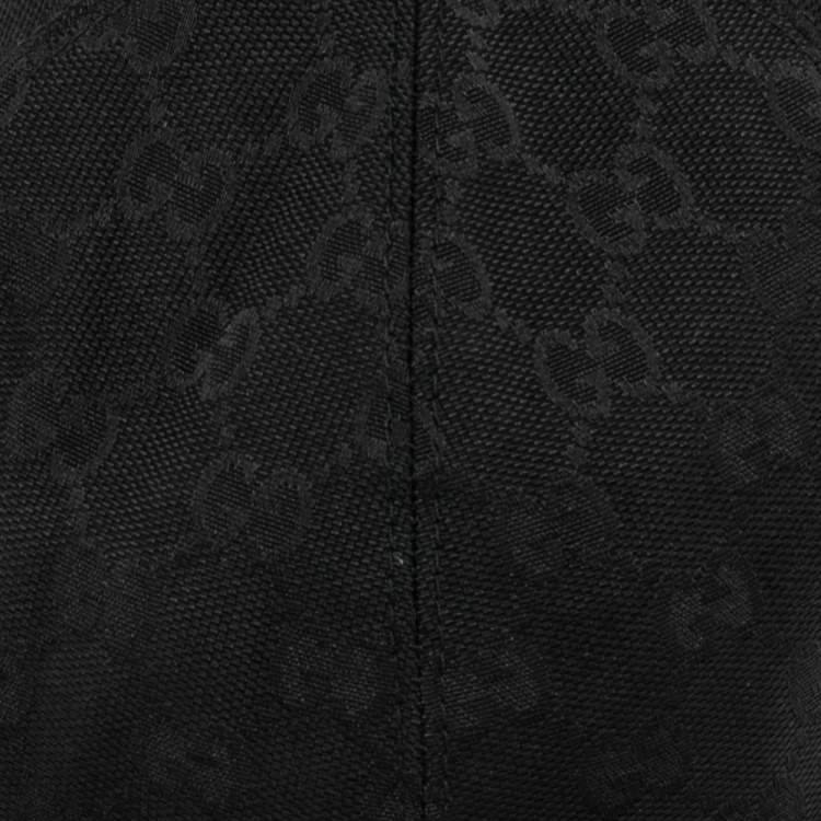 Pre Owned Gucci Black GG Jacquard Canvas Web Stripe Detail Baseball Cap S