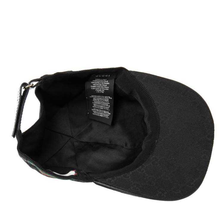 Pre Owned Gucci Black GG Jacquard Canvas Web Stripe Detail Baseball Cap S