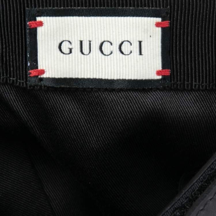 Pre Owned Gucci Black GG Jacquard Canvas Web Stripe Detail Baseball Cap S