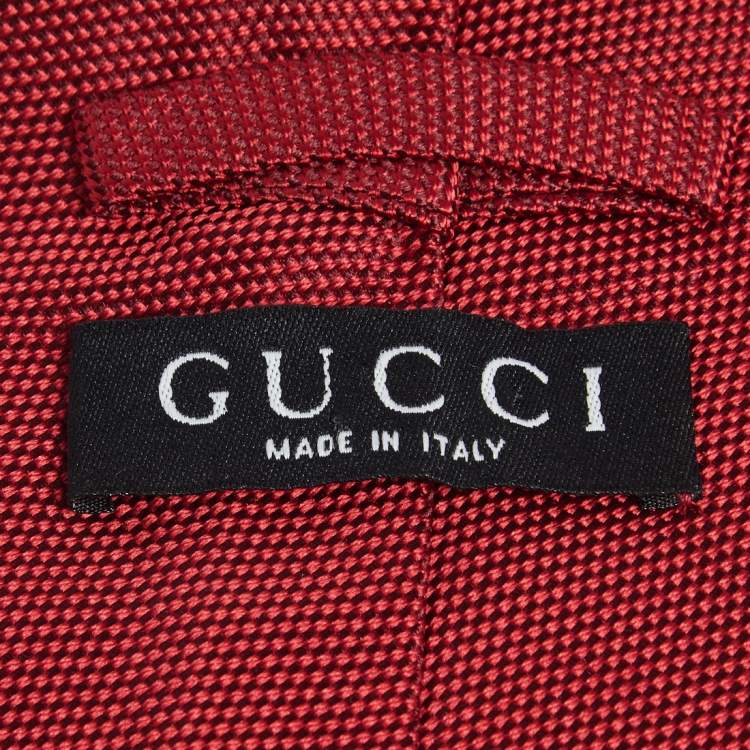 Pre Owned Gucci Red Silk Jacquard Tie