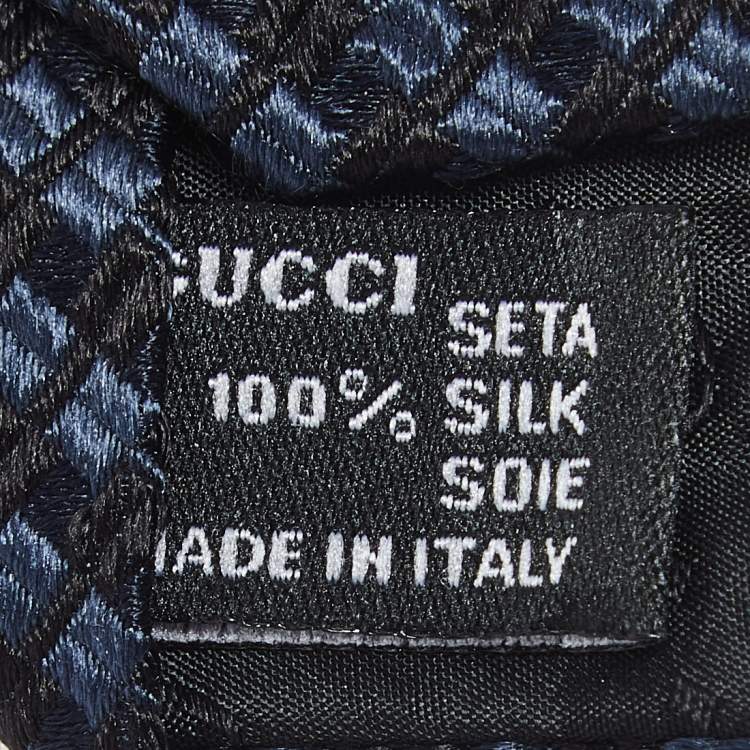 Pre Owned Gucci Navy Blue Silk Jacquard Tie