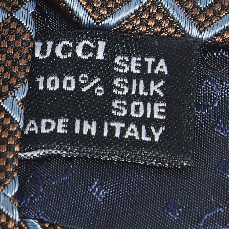 Pre Owned Gucci Brown G Pattern Silk Jacquard Tie