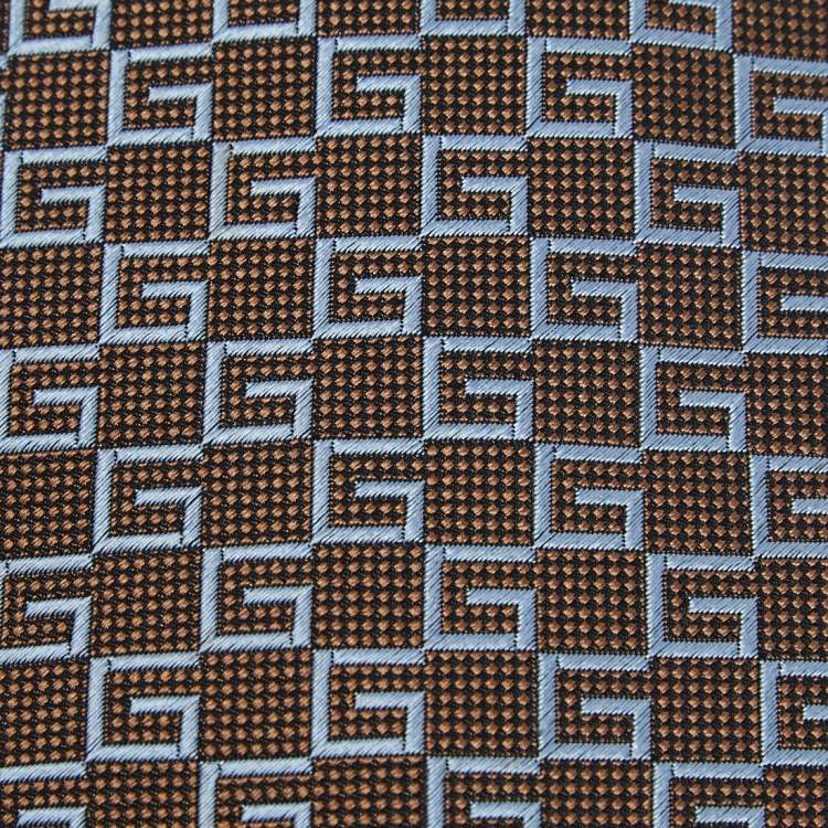 Pre Owned Gucci Brown G Pattern Silk Jacquard Tie