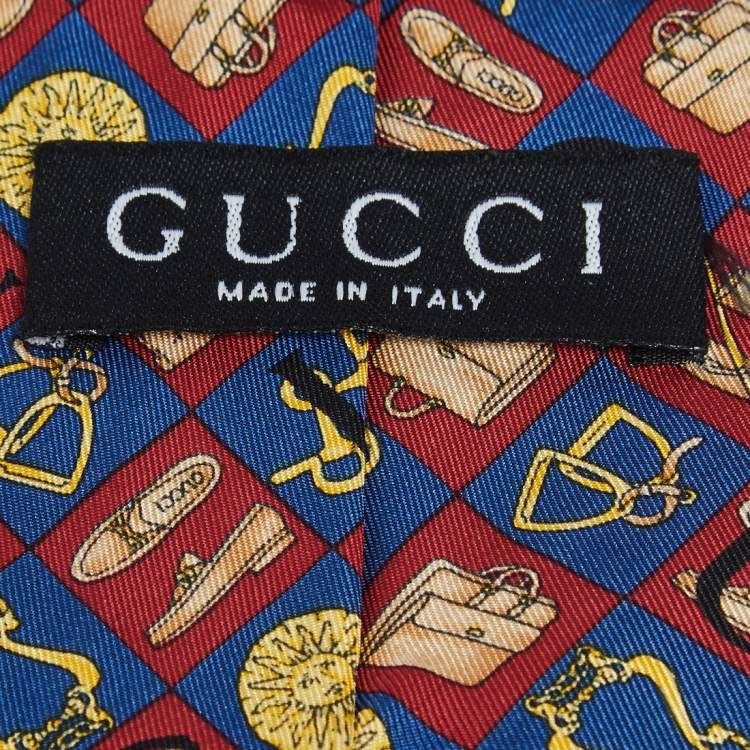Pre Owned Gucci Multicolor Printed Silk Tie