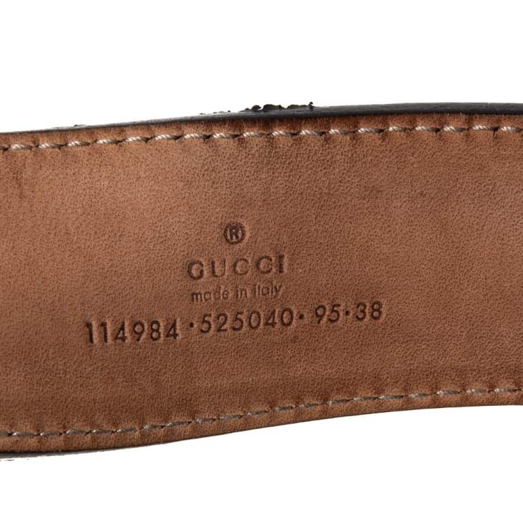 Pre Owned Gucci Black Leather and Canvas Web Interlocking G Buckle Belt 95CM