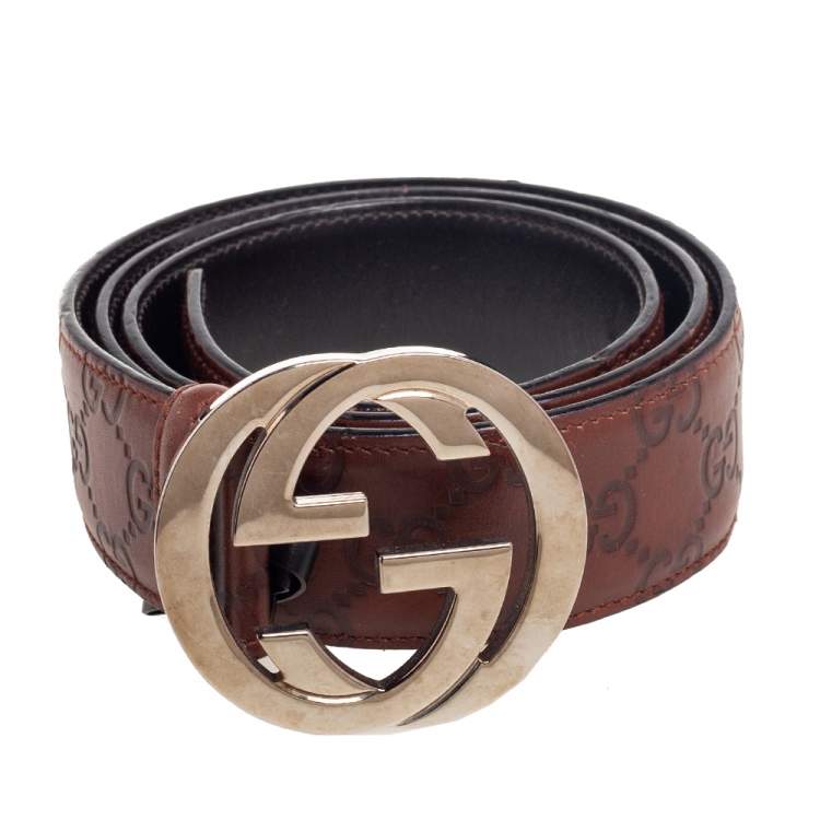 Gucci Brown Guccissima Leather Interlocking G Buckle Belt 95CM Gucci ...