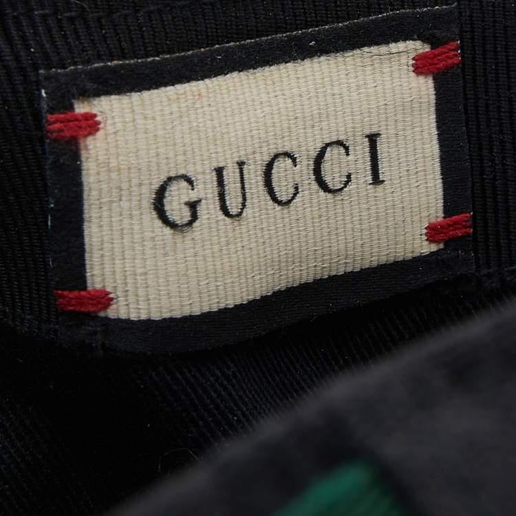 Pre Owned Gucci Black GG Canvas Web Stripe Baseball Cap M