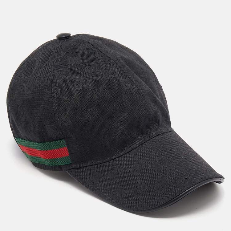Pre Owned Gucci Black GG Canvas Web Stripe Baseball Cap M