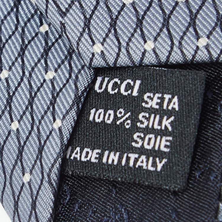 Pre Owned Gucci Blue Printed Silk Traditional Tie 