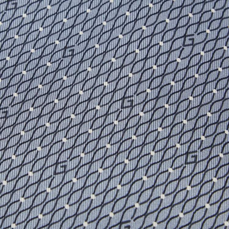 Pre Owned Gucci Blue Printed Silk Traditional Tie 