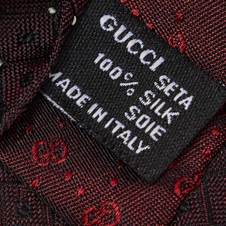 Pre Owned Gucci Burgundy Jacquard Silk Tie