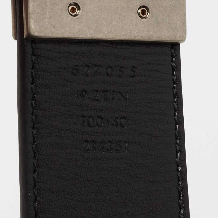 Pre Owned Gucci Grey GG Supreme Canvas Reversible Interlocking GG Buckle Belt 100CM