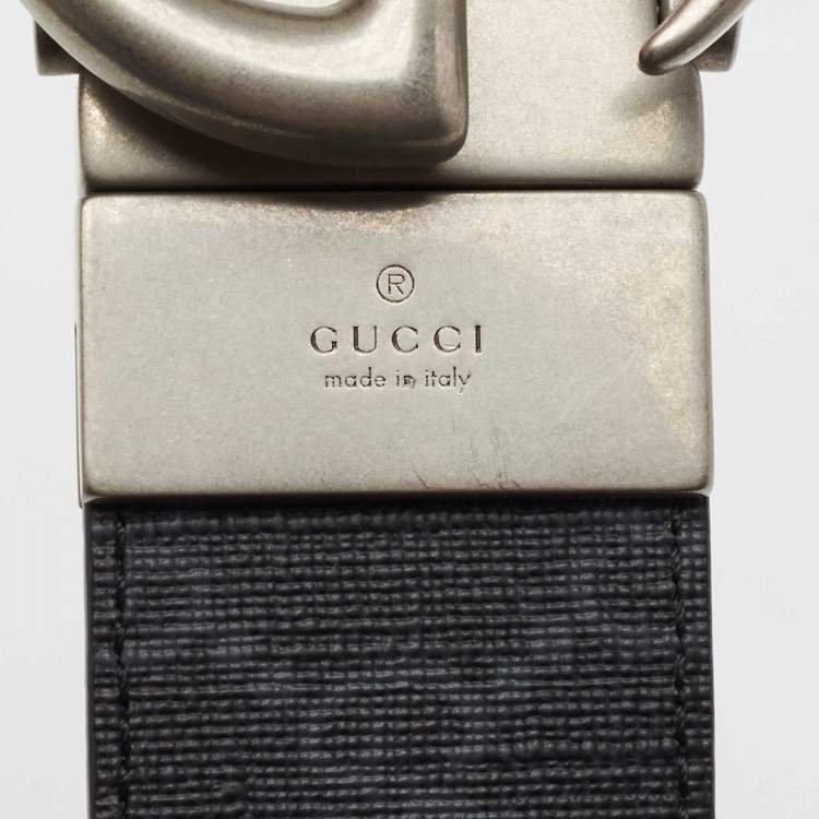 Pre Owned Gucci Grey GG Supreme Canvas Reversible Interlocking GG Buckle Belt 100CM